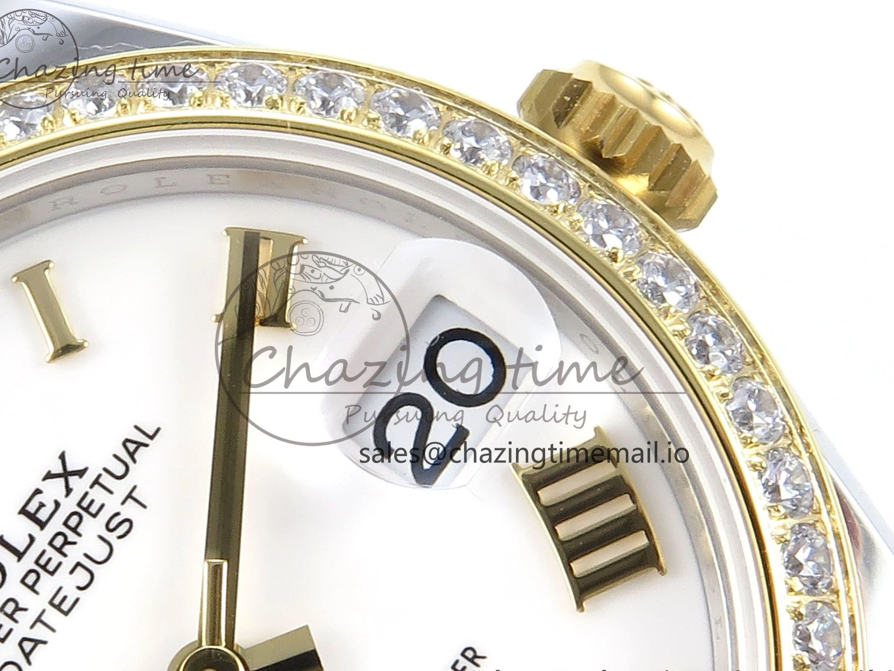 MiroTime 0317 DateJust 31 278383RBR ARF 1:1 Best Edition 904L Steel White Roman Dial Diamonds Bezel on SS YG Oyster Bracelet ETA Cozy 400